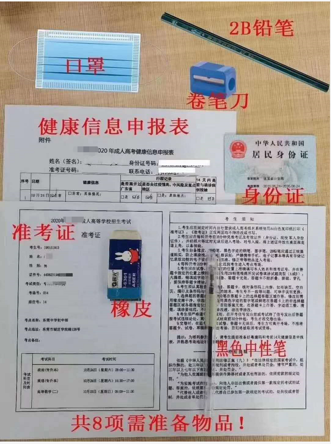 2020年四川省成人高考考试考试用具(图1)