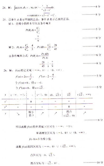 2009年成人高考专升本数学(二)试题及答案