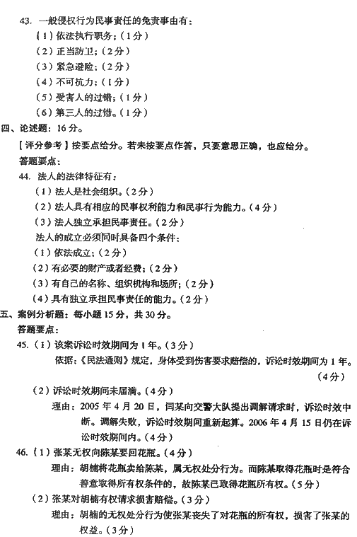 2008年成人高考专升本民法试题及答案(图8) 2008年成人高考专升本民法试题及答案(图8)